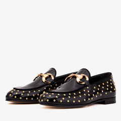 The Jupiter Shoe Black Spike Leather Bit Dress Loafer Limited Edition Shoe Fine Craftsmanship