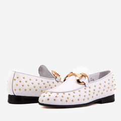 The Jupiter Shoe White Spike Leather Bit Dress Loafer Limited Edition Shoe Exclusive Style