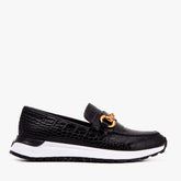 The Milan Black Croc-Embossed Leather Sneaker All New