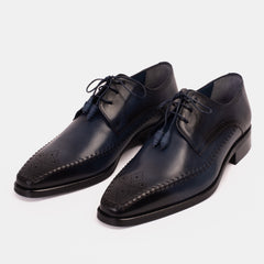 The Moon Navy Blue Leather Derby Shoe For Sale