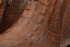 The Randor Brown Crocodile Leather Side-Zip Dress Ankle Boot Fine Craftsmanship