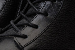 The Yildiz Black Leather Lace-Up Ankle Boot With a Side Zipper Universal Fit