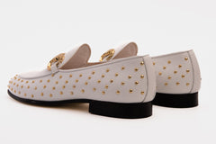 The Jupiter Shoe White Spike Leather Bit Dress Loafer Limited Edition Shoe All New
