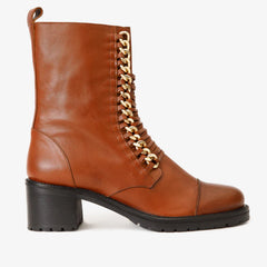 The Tuna Tan Leather Mid Calf Boot Exclusive Style