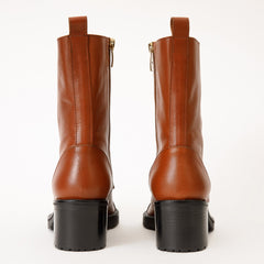 The Tuna Tan Leather Mid Calf Boot Exclusive Style