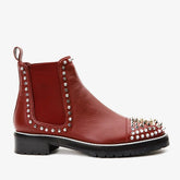 The Vuvulane Burgundy Spike Leather Ankle Boot All New