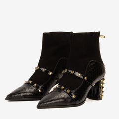 The Valentina Leather Block Heel Boot For Sale