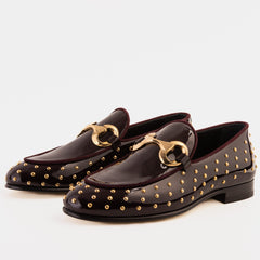 The Jupiter Shoe Burgundy Spike Leather Bit Dress Loafer Limited Edition Shoe For Sale