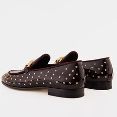 The Jupiter Shoe Burgundy Spike Leather Bit Dress Loafer Limited Edition Shoe For Sale
