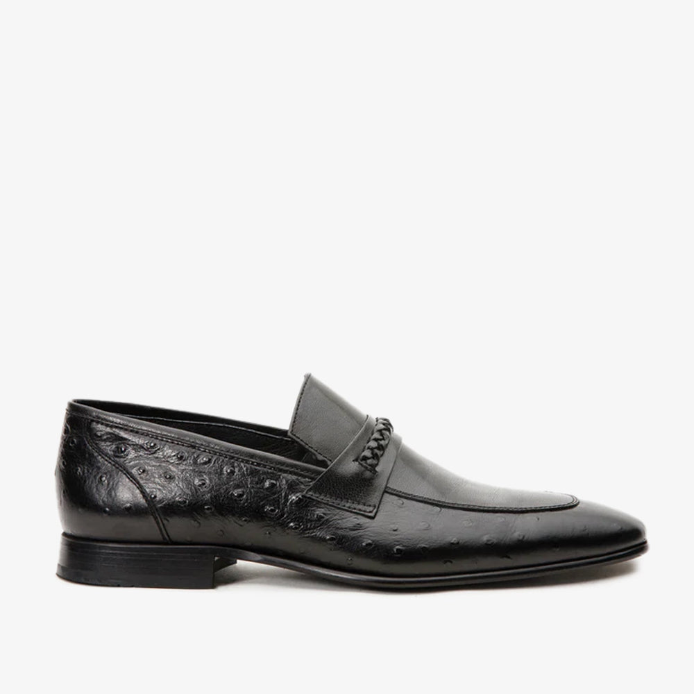 The Johannesburg Black Leather Dress Loafer Shoe Universal Fit