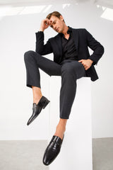 The Johannesburg Black Leather Dress Loafer Shoe Universal Fit