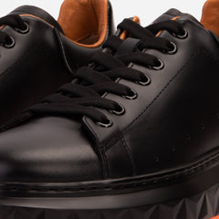The Linq Black Orange Leather Sneaker For Sale