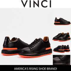 The Linq Black Orange Leather Sneaker For Sale