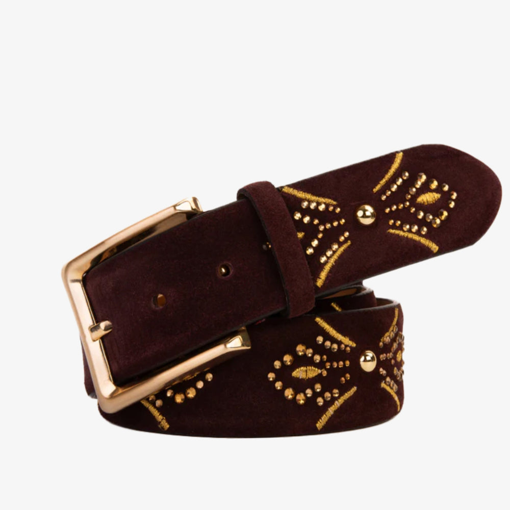 The Lazio Burgundy Suede Leather Belt All New
