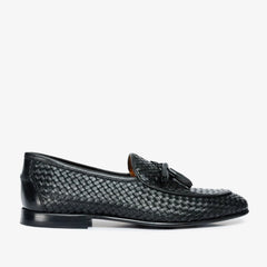 The Mclean Shoe Black Leather Woven Tassel Loafer Shoe Fine Craftsmanship