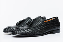 The Mclean Shoe Black Leather Woven Tassel Loafer Shoe Fine Craftsmanship
