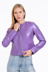 The Havnen Lilac Leather Jacket Fine Craftsmanship