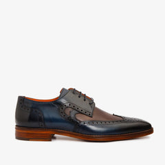 The Neiva Navy\/Brown Wingtip Semi Brogue Derby Shoe All New