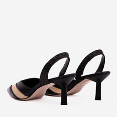 The Riviera Black Raffia Slingback Sandal On Sale