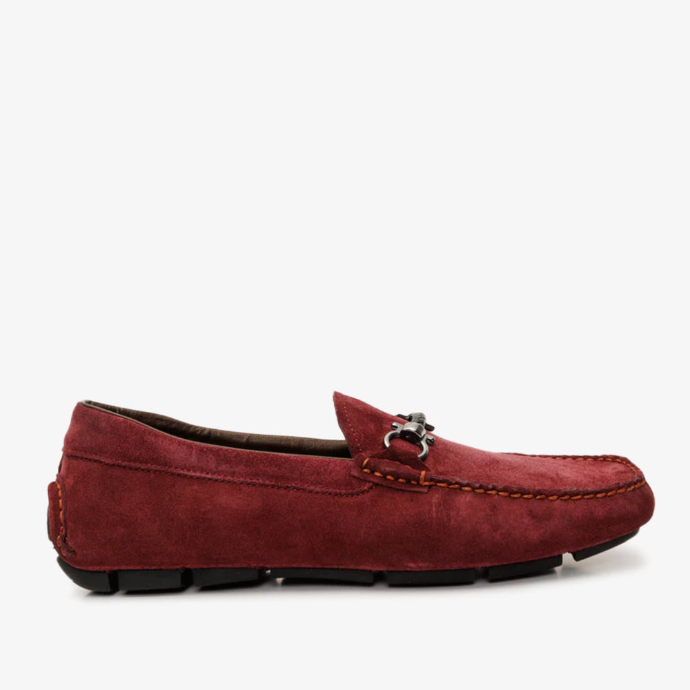 The Bari Burgundy Suede Leather Bit Drive Loafer Shoe For Sale