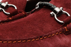 The Bari Burgundy Suede Leather Bit Drive Loafer Shoe For Sale