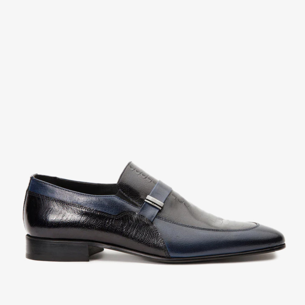 The Kazablanka Navy Leather Bit Loafer Shoe Universal Fit