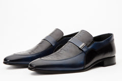 The Kazablanka Navy Leather Bit Loafer Shoe Universal Fit