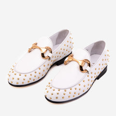 The Jupiter  Shoe White Spike Leather  Bit Dress Loafer Limited Edition  Shoe Exclusive Style