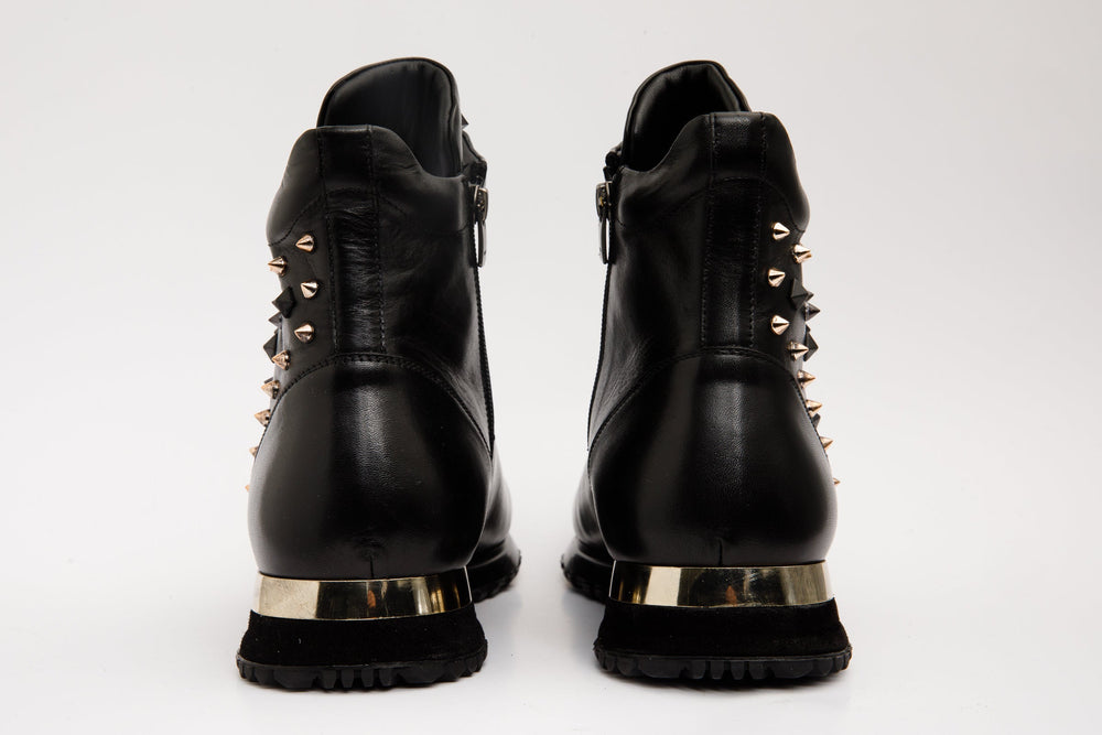 The Infanta High-Top Black Spike Leather Sneaker Limited Edition For Sale