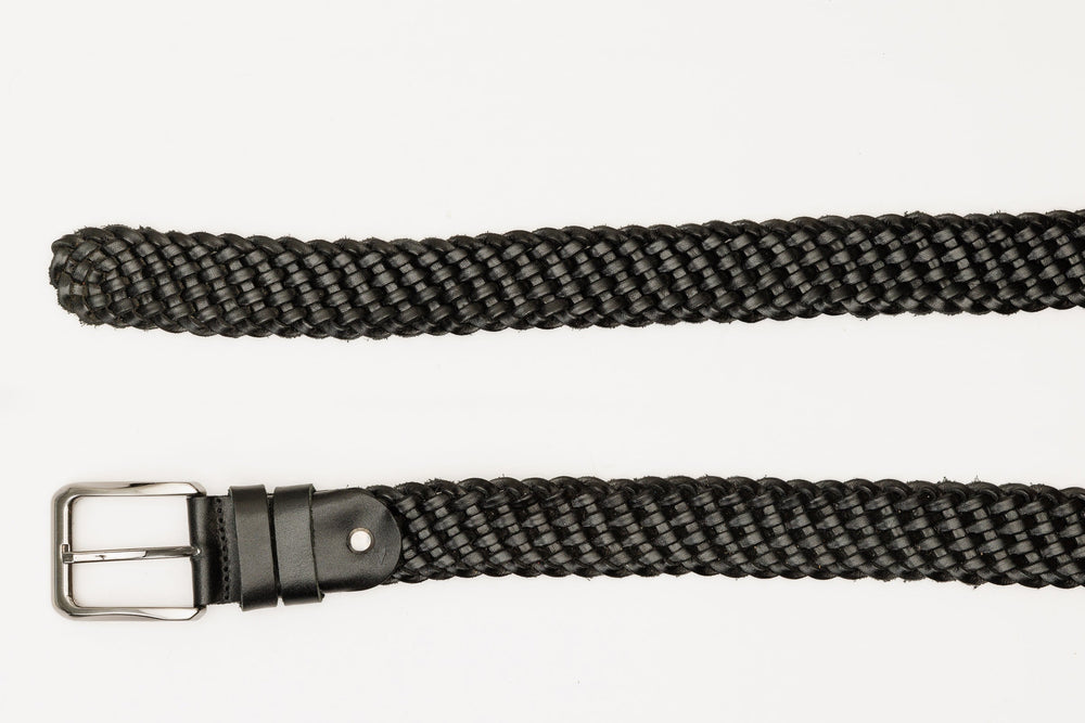 The Mclean Woven Black Leather Belt Exclusive Style