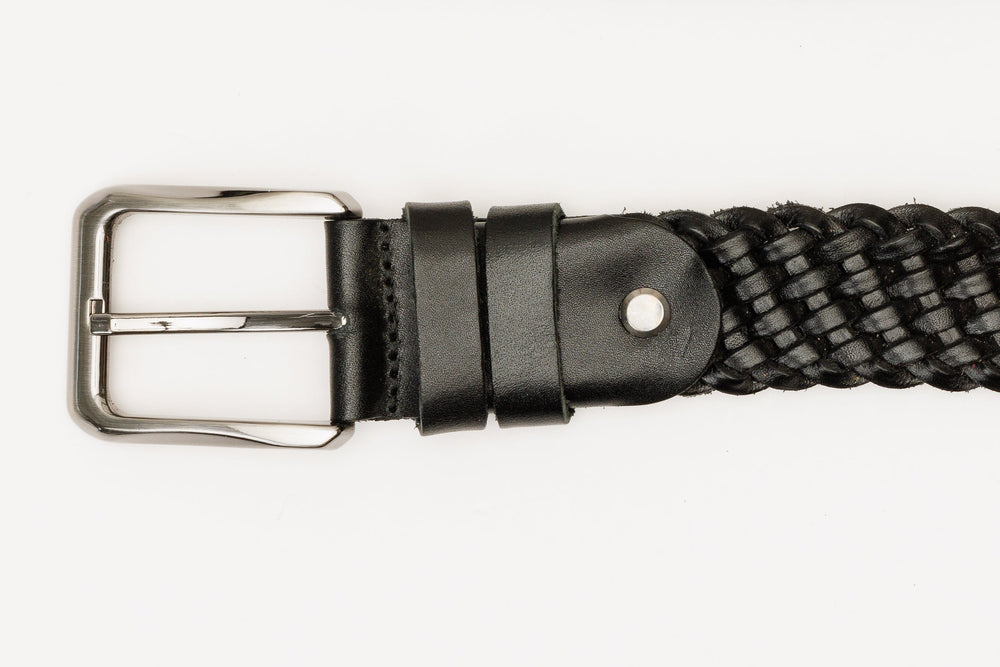 The Mclean Woven Black Leather Belt Exclusive Style