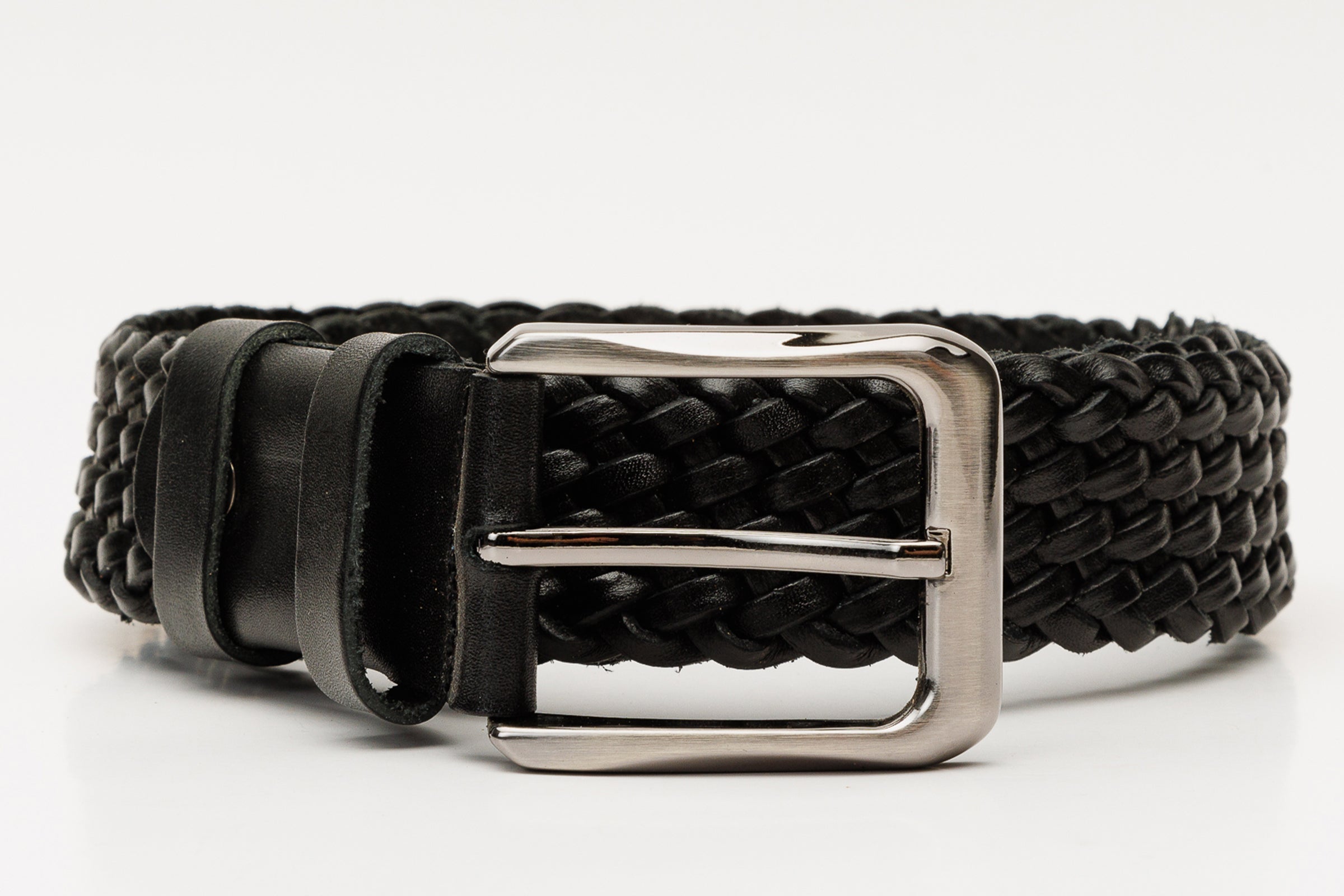 The Mclean Woven Black Leather Belt Exclusive Style
