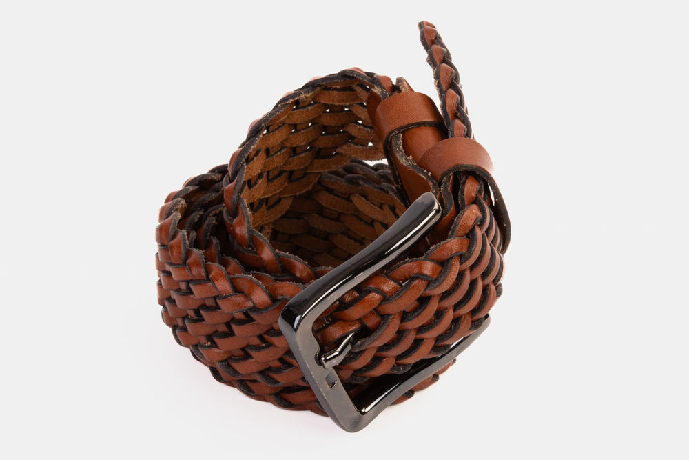 The Grand Woven Tan Color Leather Belt Exclusive Style