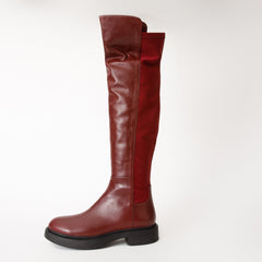 The  Harmony Belle Burgundy Leather Knee High Boot For Sale