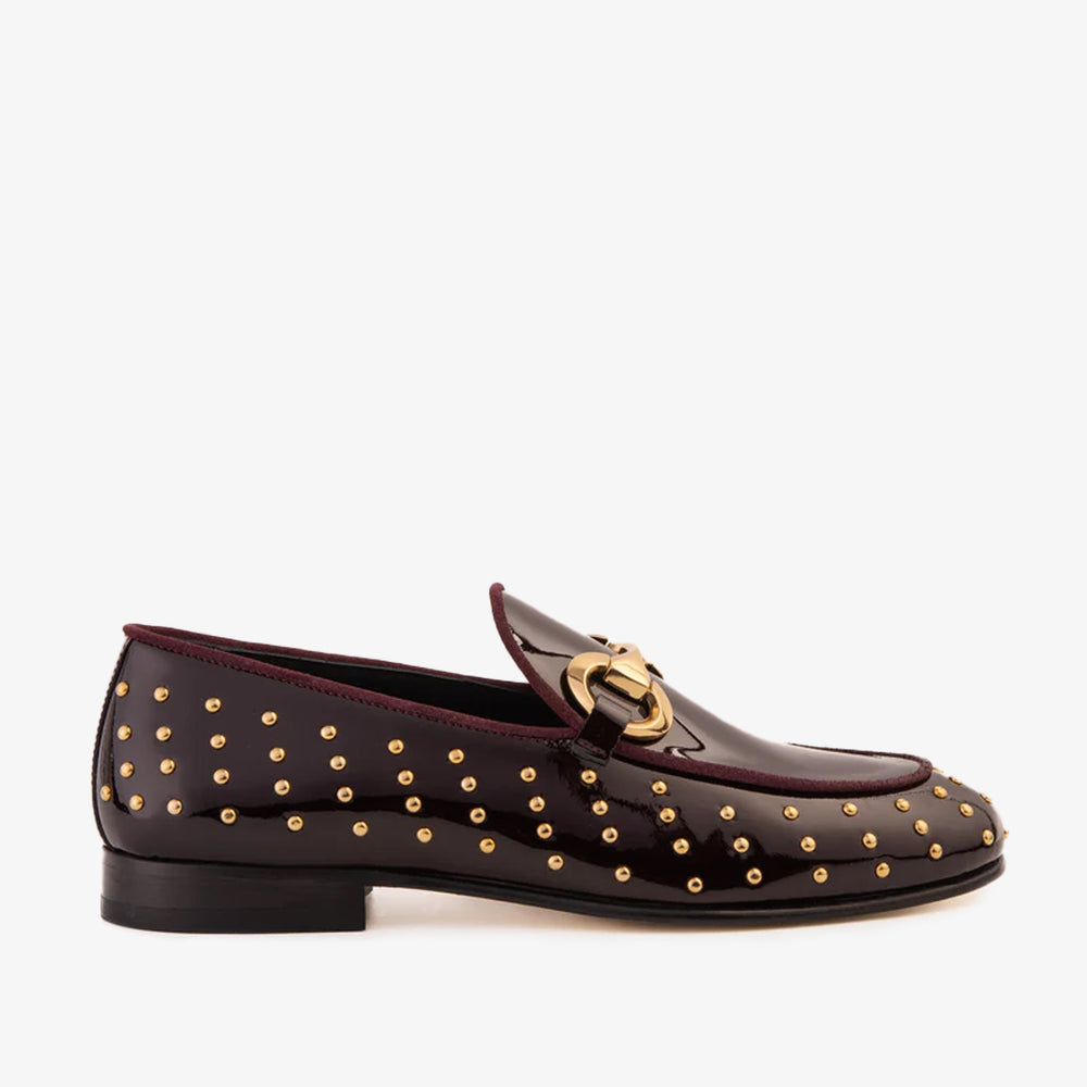 The Jupiter  Shoe Burgundy Spike Leather  Bit Dress Loafer Limited Edition Shoe For Sale
