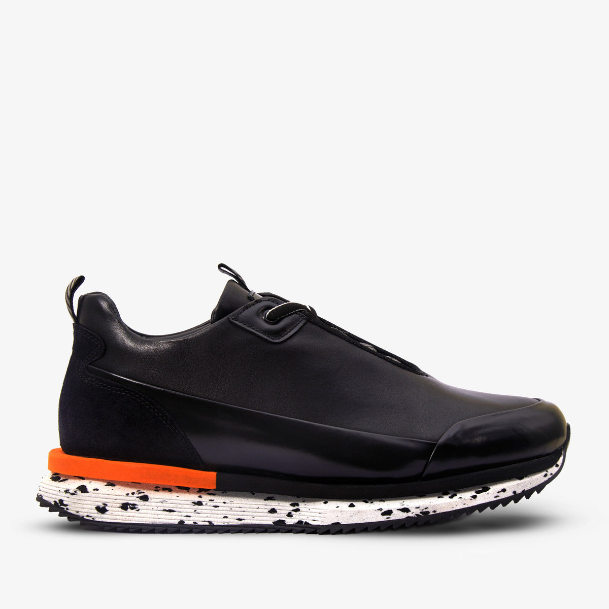 The Milford  Black  Leather Sneaker Fine Craftsmanship