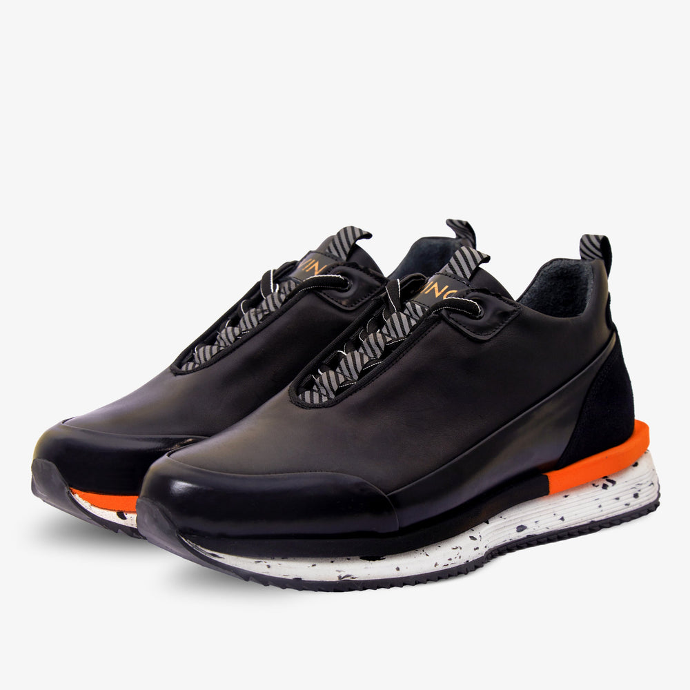 The Milford  Black  Leather Sneaker Fine Craftsmanship