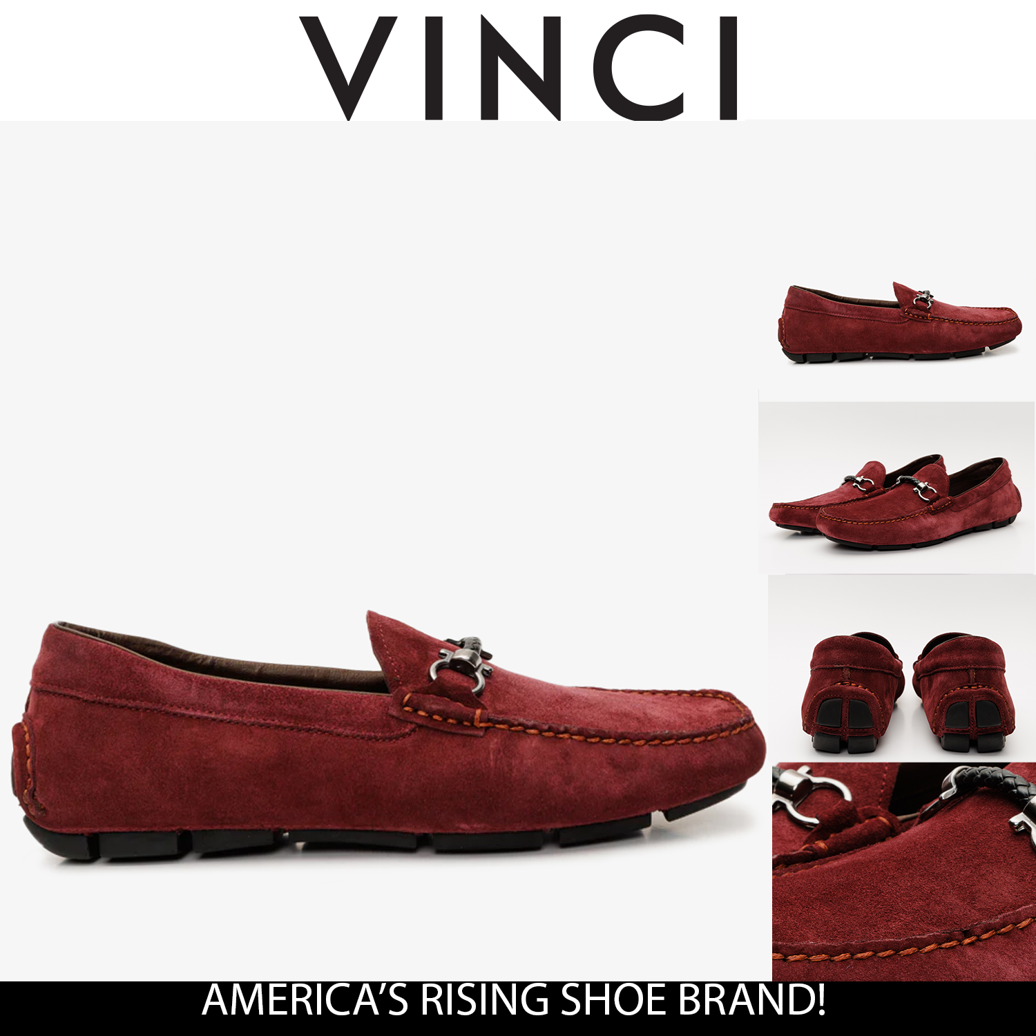 The Bari Burgundy Suede Leather Bit Drive Loafer  Shoe For Sale