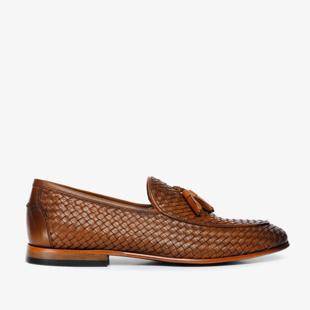The Mclean Shoe Tan Woven Tassel Loafer  Shoe On Sale