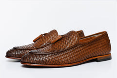The Mclean Shoe Tan Woven Tassel Loafer  Shoe On Sale