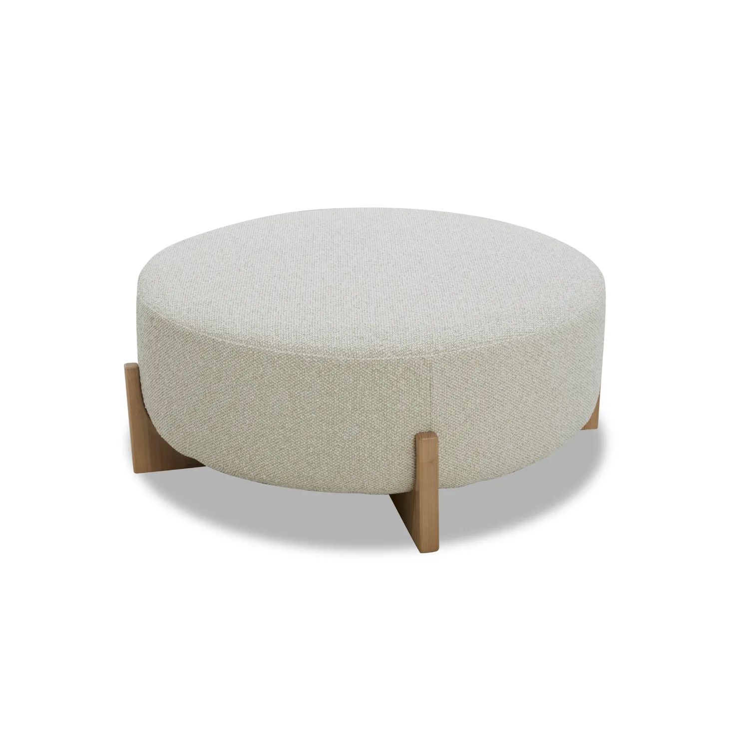 Carmen Fabric Ottoman w/ Light Wood Base