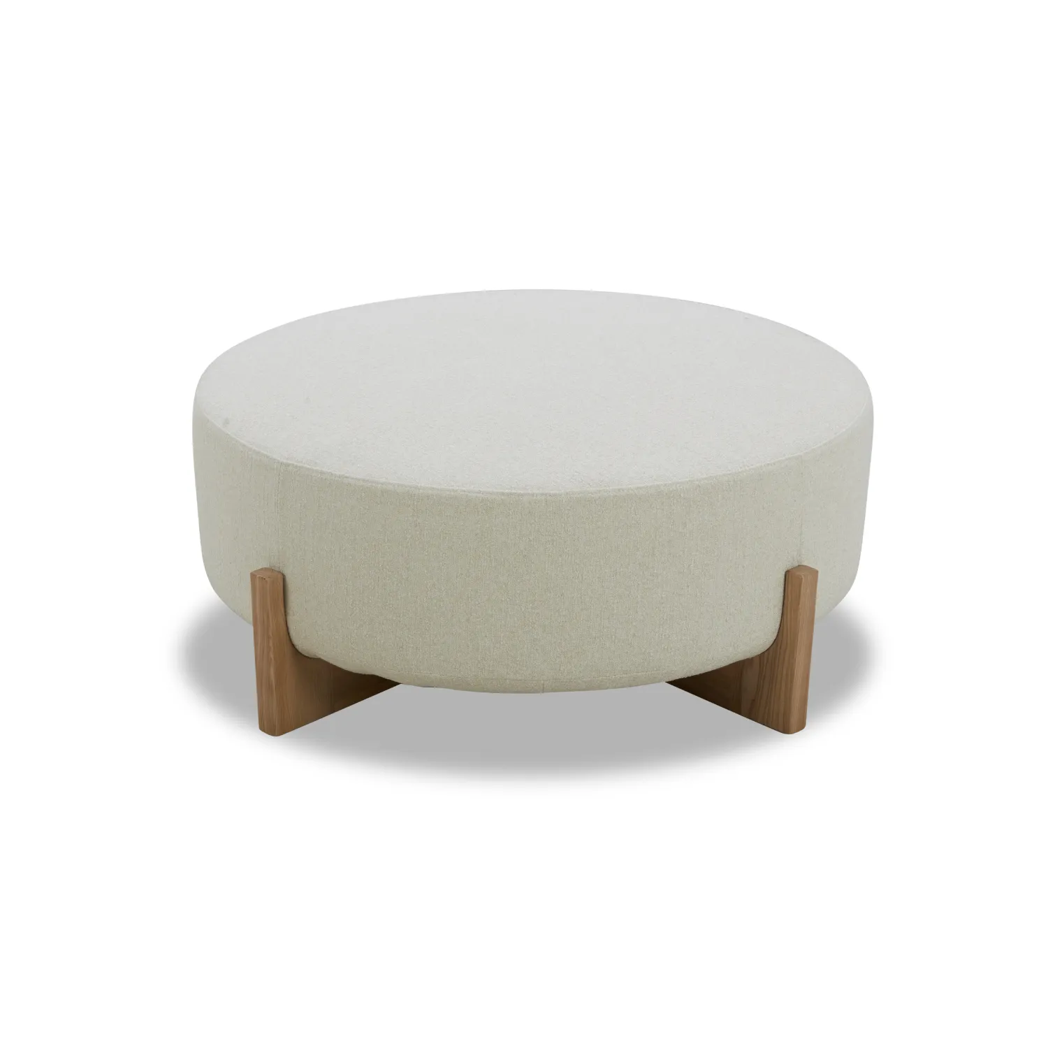 Carmen Fabric Ottoman w/ Light Wood Base