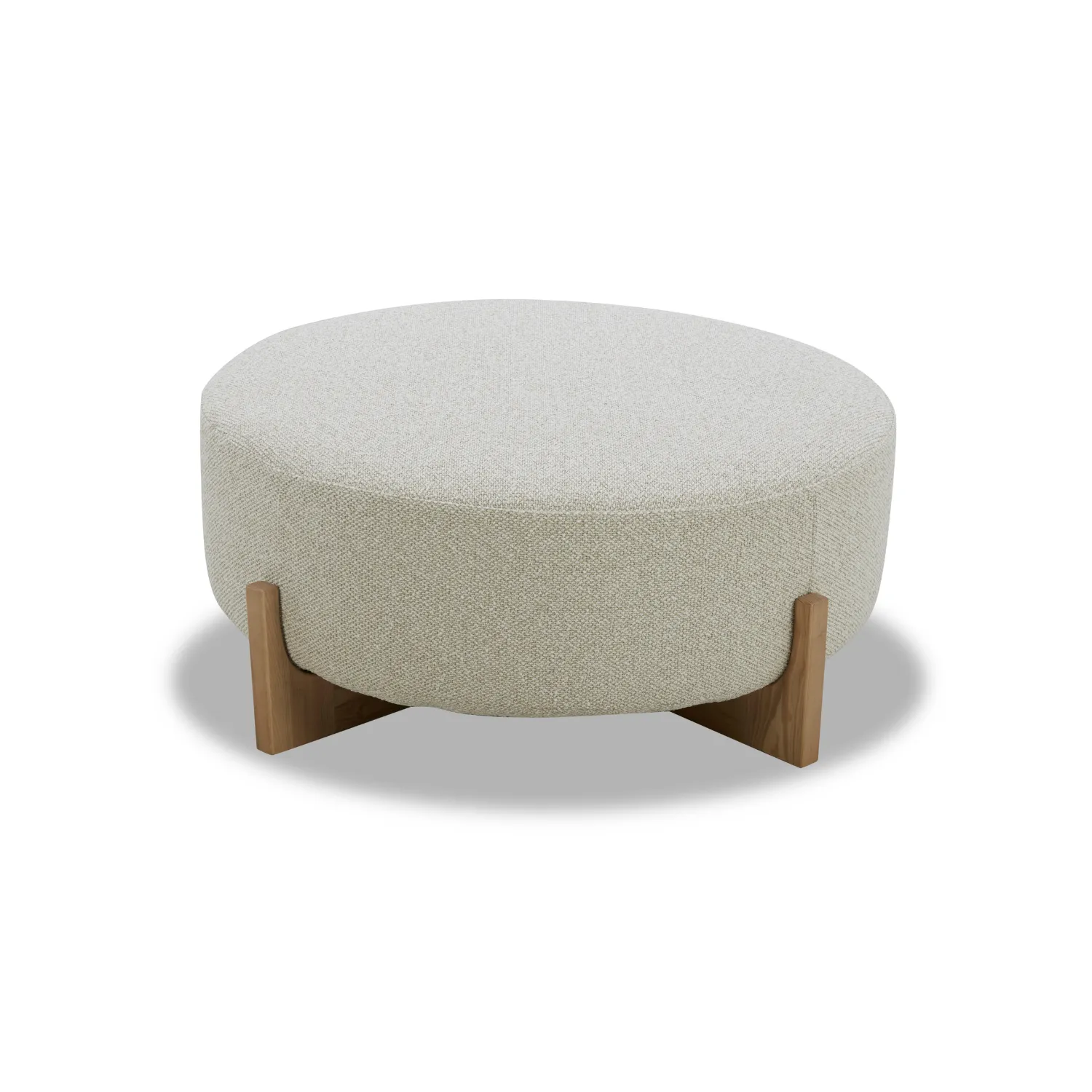 Carmen Fabric Ottoman w/ Light Wood Base